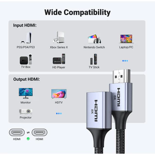 UGREEN รุ่น 15518 สายเพิ่มความยาว HDMI Extension Cable รองรับ 8K60Hz HDMI2.1 ยาว 0.25m