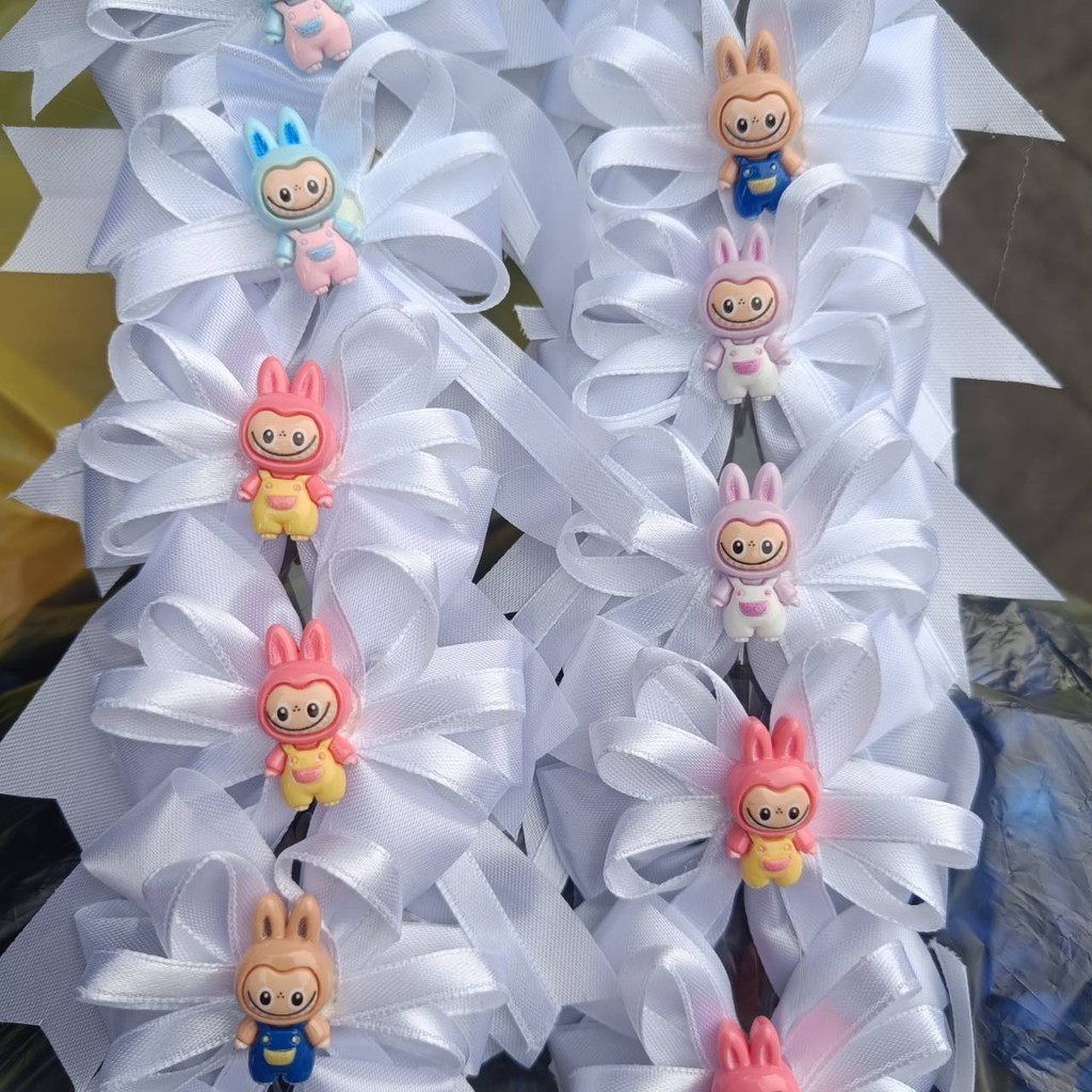 [[1แผง3คู่ คละสี]] โบว์ติดผมลาบูบู้ โบว์ติดผมเด็ก โบว์นักเรียน พร้อมส่ง