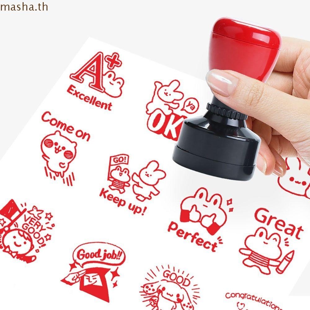 KRU KHAO KHRAP STAMP ครูส่งเสริมแสตมป์อิโมติคอน แสตมป์คำชมเชย พกพาได้ หมึกในตัว ทนทาน อุปกรณ์ครู DIY