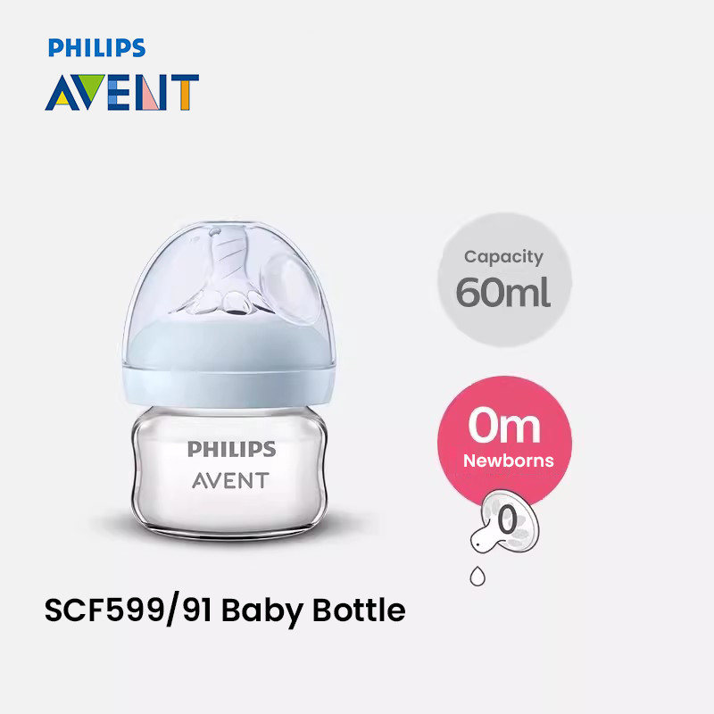 Philips AVENT ขวดนมแก้วขนาดกว้าง 60 มล. ขวดนมทารก 0-1 เดือนซิลิโคน Pacifier ขวดแก้ว Borosilicate สูง