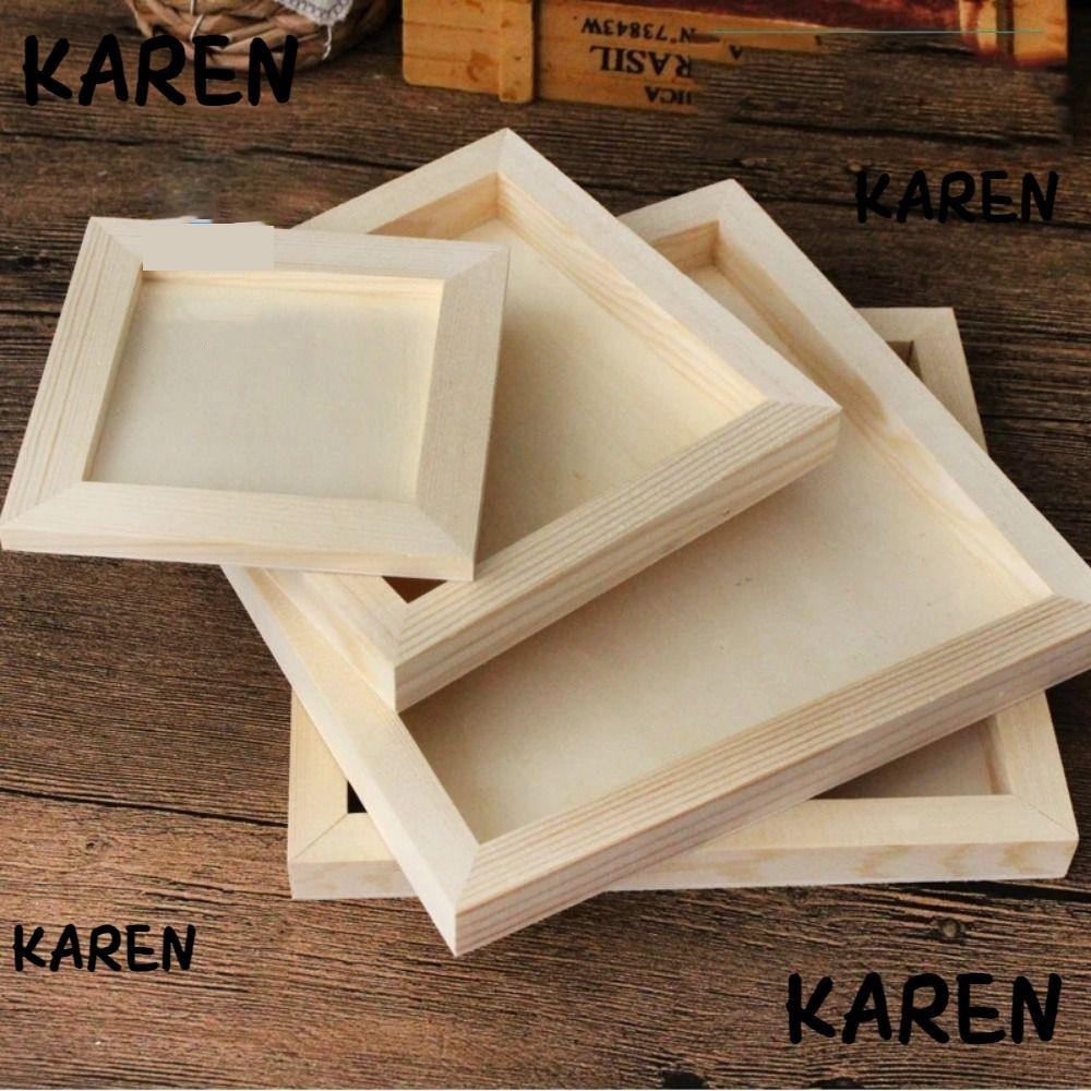 กรอบรูป KAREN, DIY Multi Size Blank Clay Frame, ไม้หัตถกรรม Party Decor Cbacktive ไม้ผู้ถือภาพไม้เด็ก Handcraft