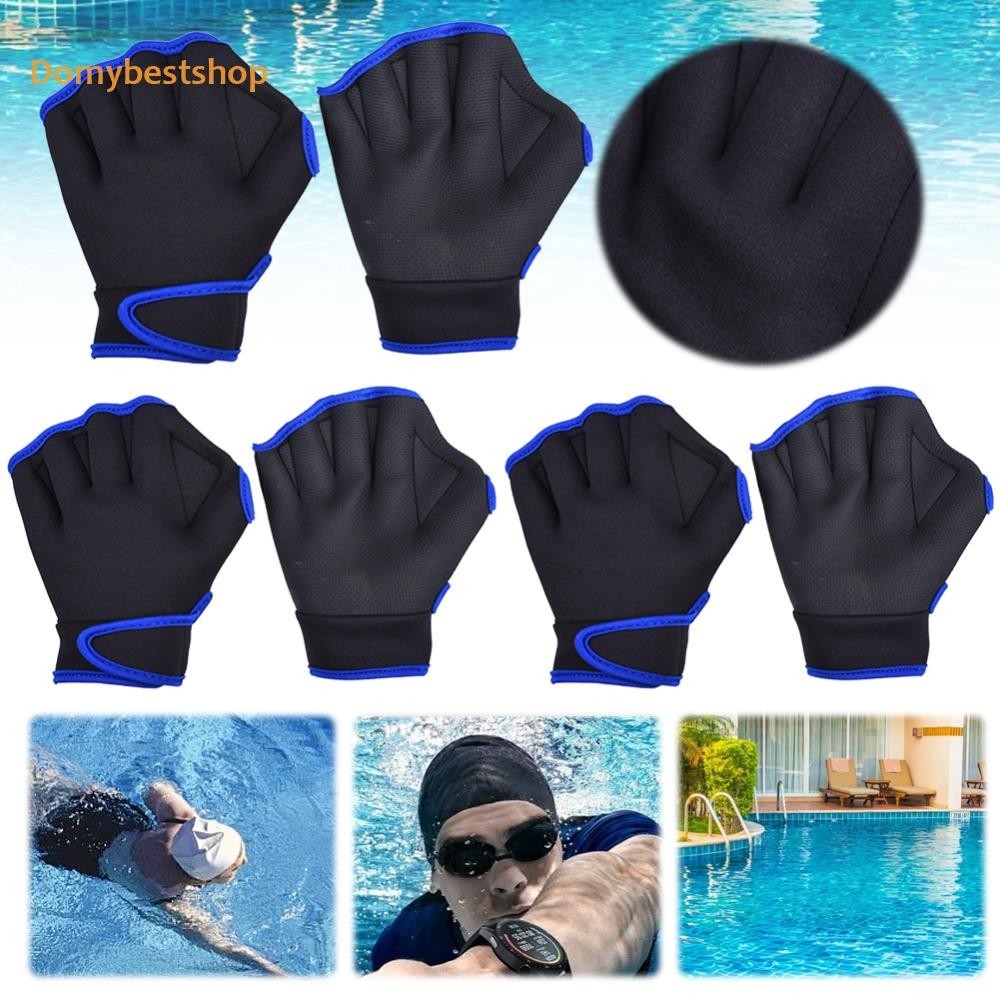ถุงมือฝึกว่ายน้ํา Finger Webbed Gloves Unisex Portable for Surfing Diving [Domybestshop.th]