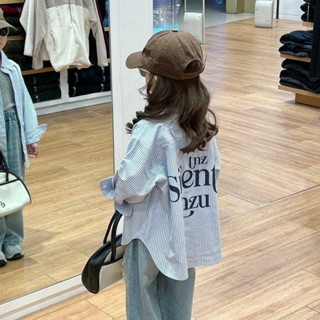 เสื้อเชิ้ตแขนยาวเด็กหญิงลายทางเด็กฤดูใบไม้ผลิและฤดูใบไม้ร่วง…