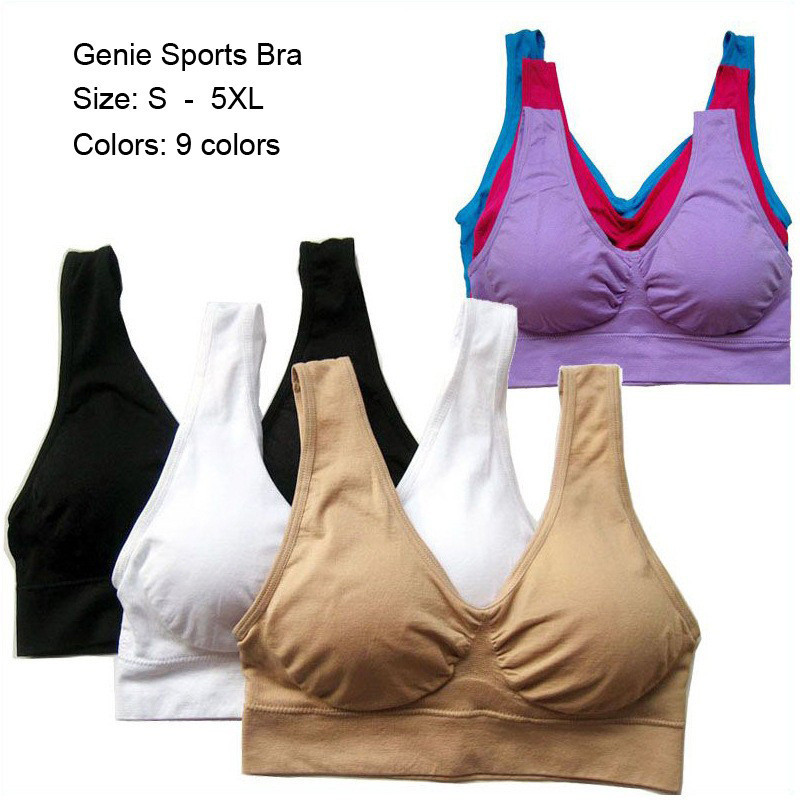 บูติกที่ต้องการ # มี3ชิ้นในสต็อก Genie Bra ชุดชั้นในกีฬาสองชั้นพร้อมแผ่นชุดชั้นในกีฬาขนาดใหญ่เสื้อกั๊กนอนชุดชั้นใน8ff
