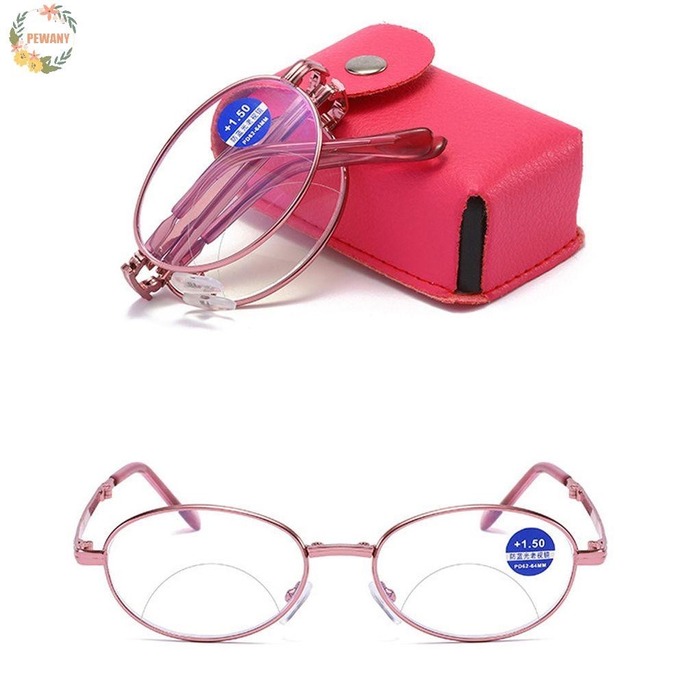 Pewany แว่นตาอ่านหนังสือ พับได้ แบบพกพา แว่นขยายอ่านหนังสือ Bifocal คอมพิวเตอร์ แว่นตาป้องกันรอยขีดข่วน ดูไกลและใกล้ ป้องกันรังสียูวี ป้องกันแสงสีฟ้า สายตายาว