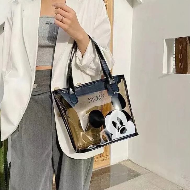กระเป๋าสะพายข้างใบใหญ่ลายการ์ตูนหญิงน่ารักพิมพ์ลาย