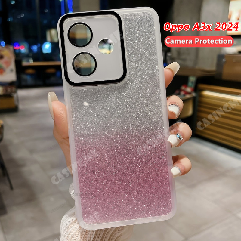 Oppo A3x A3 2024 Bling Glitterปลอกอ่อนสําหรับOppo A3x 5G OppoA3x A3 3 xA3 Pro 4G 5G 2024 ซิลิโคนนุ่มโปร่งใสเคสโทรศัพท์กล้องเลนส์ป้องกันกันกระแทกปกหลัง