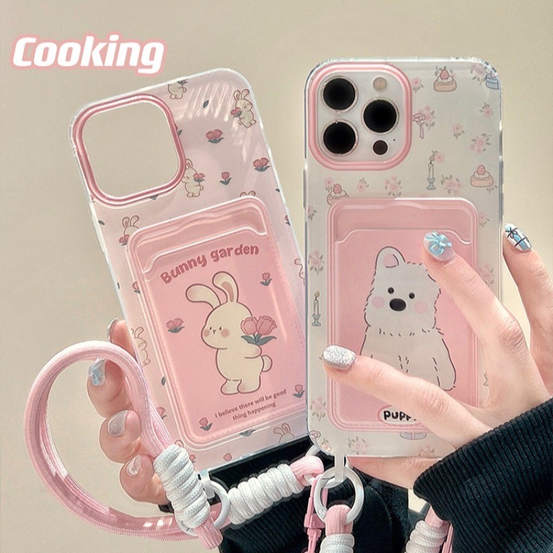 ใช้งานร่วมกับสําหรับ iPhone 15 14 13 12 11 Pro MAX X XR XS MAX 7 8 Plus INS กระต่ายสีชมพูลูกสุนัขสาวเพื่อนที่ดีที่สุดป้องกันการล่มสลายเคสโทรศัพท์ปกอ่อน
