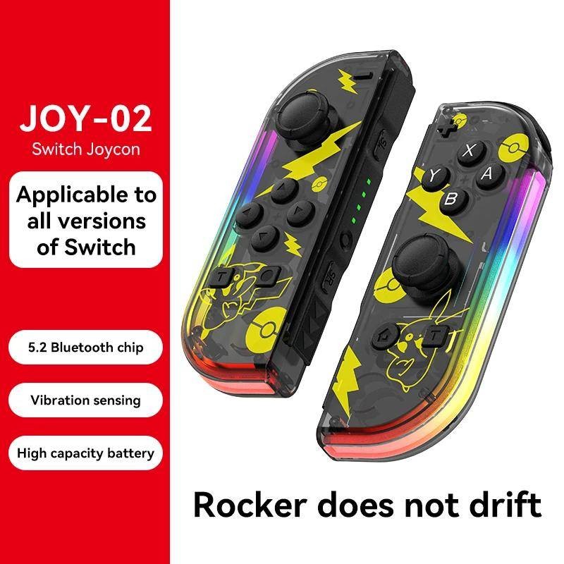 Nes Joy 02 RGB LED 5.2 BT สวิทช์ L/R Joypad สําหรับ Nintendo Switch/Lite/Oled Cons จอยสติ๊กการสั่นสะเทือนคู่สําหรับ PC Yuzu