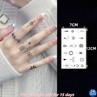 รอยสักลายดาวน่ารักสาวนิ้วพืชสักสติกเกอร์รอยสักกันน้ําติดทนนา…