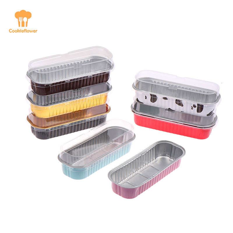 Ckfr 10 ชิ้น Mini Loaf กระทะ/พร้อมฝาปิด 6.8OZ สี่เหลี่ยมผืนผ้าอลูมิเนียมฟอยล์ถาดอบ Mini คอนเทนเนอร์ขนมปังมัฟฟินดีบุกใหม่