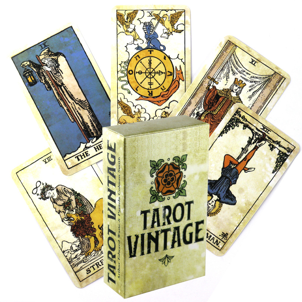 VINTAGE TAROT ไพ่ทาโรต์ย้อนยุคใหม่เกมกระดานการ์ดภาษาอังกฤษแบบย้อนยุคคลาสสิก