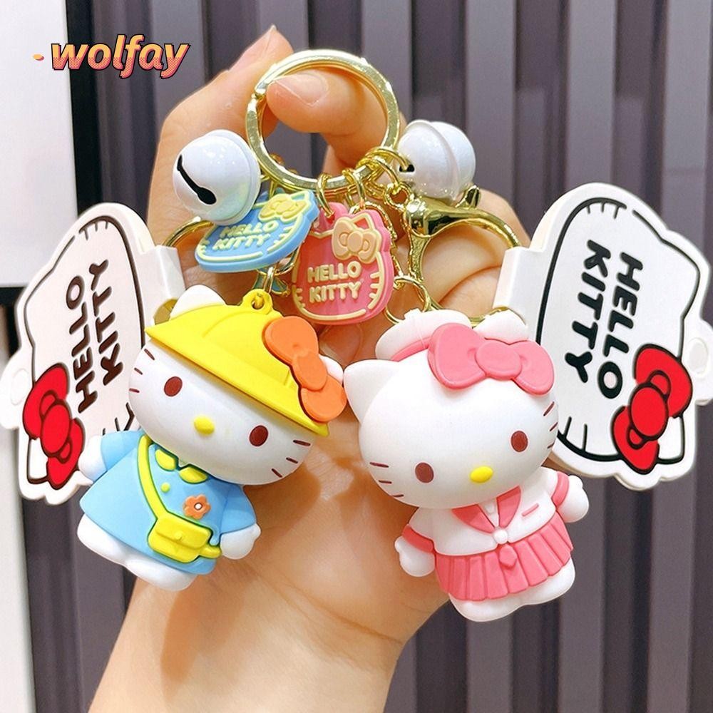 Wolfay Sanrio พวงกุญแจ, จี้ PVC Hello Kitty พวงกุญแจ, อุปกรณ์เสริมกระเป๋า Kawaii กุญแจรถแหวนกระเป๋า Key