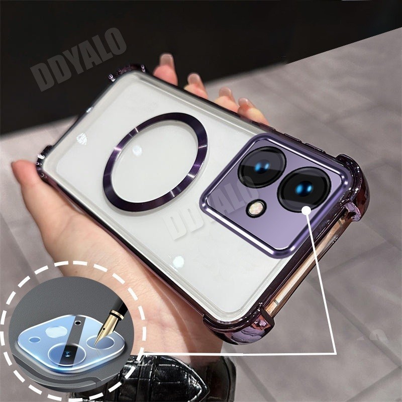 พร้อมฟิล์มเลนส์Airbag สําหรับ OPPO A79 5G เคสโทรศัพท์แบบนุ่มพร้อมแม่เหล็กดูดโปร่งใสกันกระแทก Clear ฝาหลัง