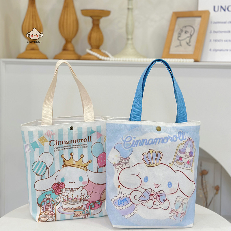 {maybest} Kawaii Sanrio Cinnamoroll กระเป๋าผ้าใบ Hello Kitty กระเป๋าสะพายการ์ตูน Kuromi Casual Shopping Pochacco กระเป๋าถือ Melody Girl ของขวัญ {TH}