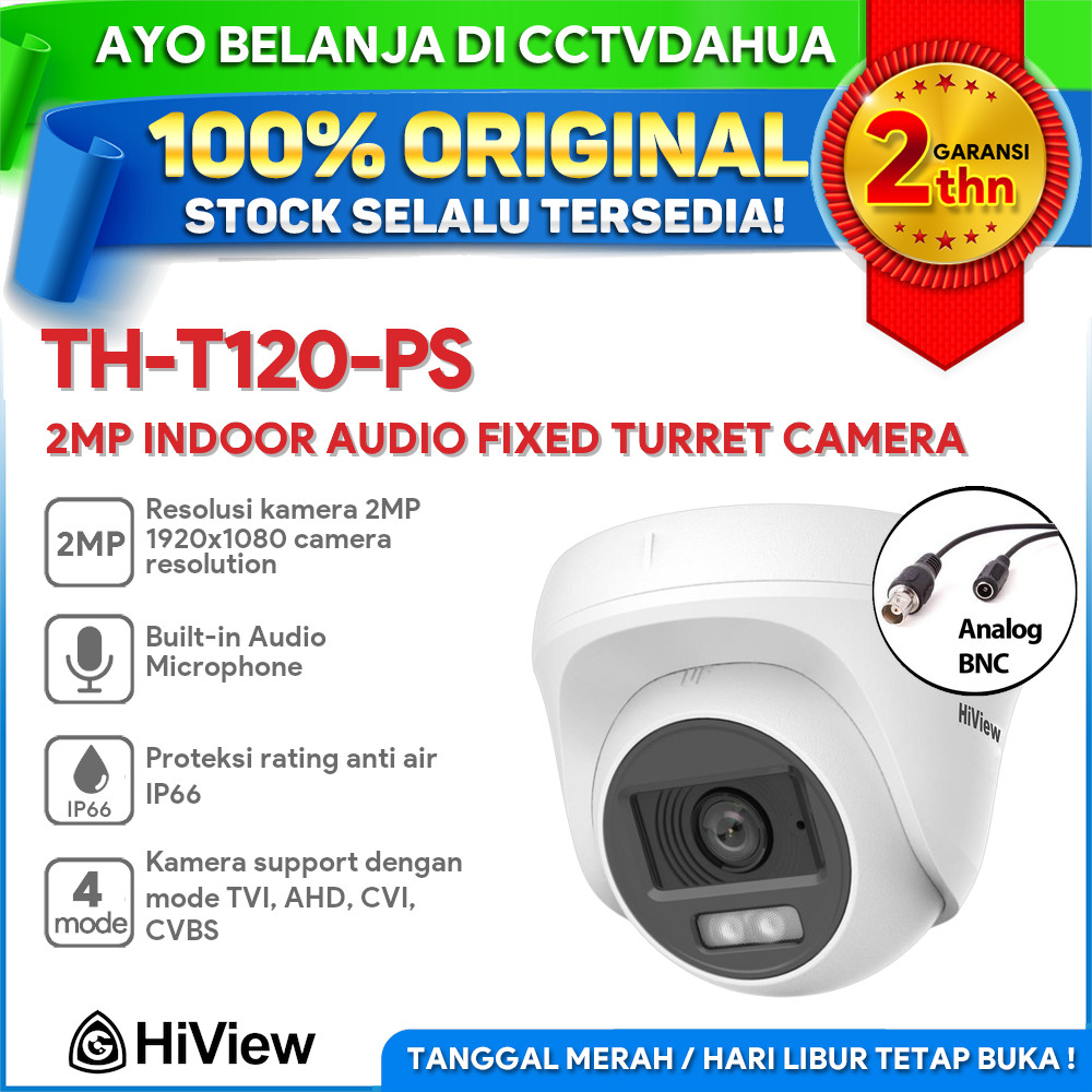 HIVIEW TH-T120-PS 2MP เสียงอัจฉริยะ FIXED TURRET ANALOG HDTVI กล้อง
