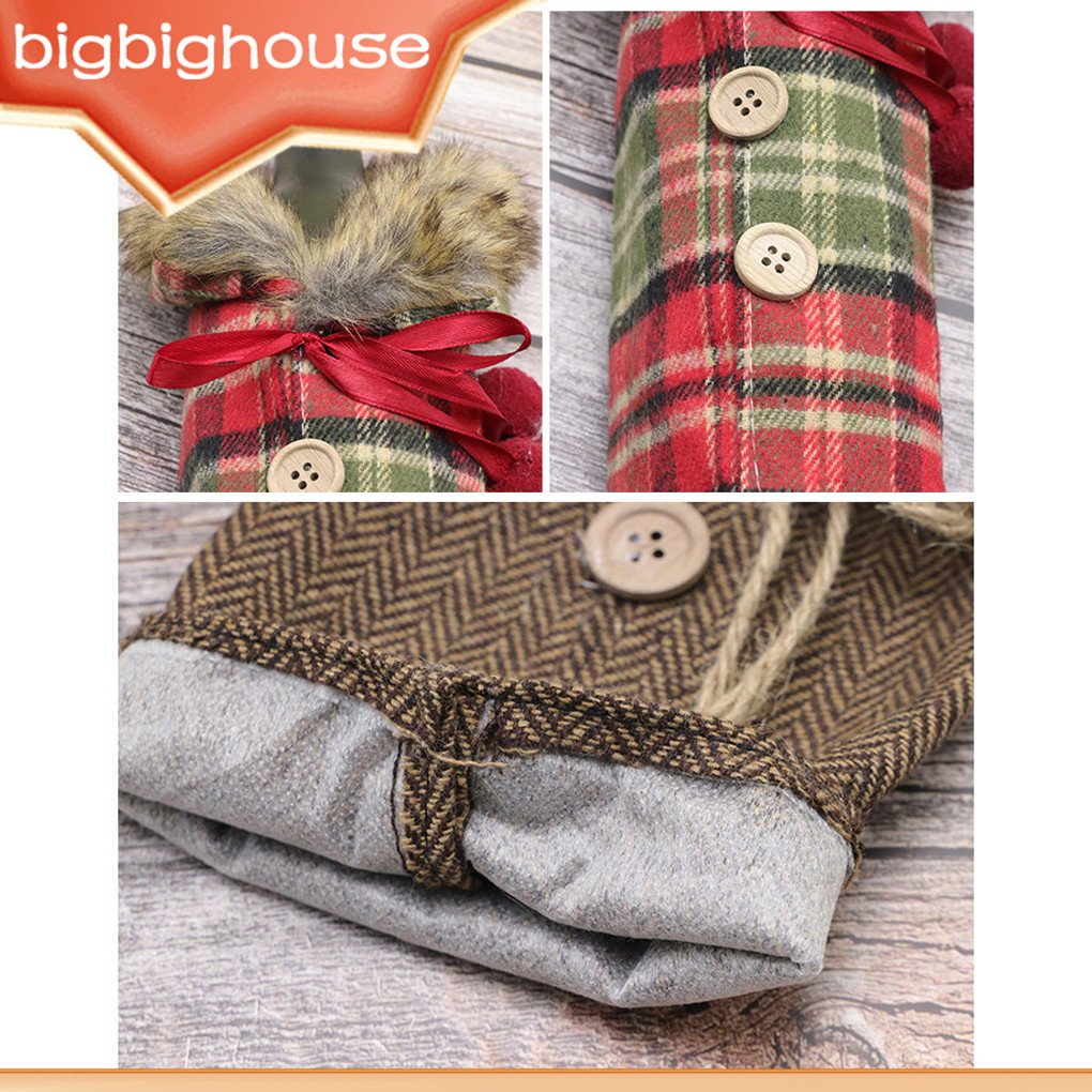 Biho Christmas ขวดไวน์สไตล์วินเทจปีใหม่แขนเบียร์ Xmas Bowtie แชมเปญเสื้อผ้าพร้อมปุ่ม Home Party Hotel