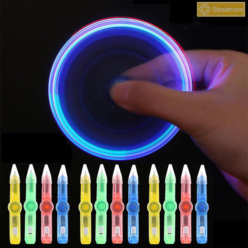 {Streamers} ใหม่ 2in1 Hand Spinner LED PEN Light Fidget Spin ออทิสติก Gyroscope Glow dark New