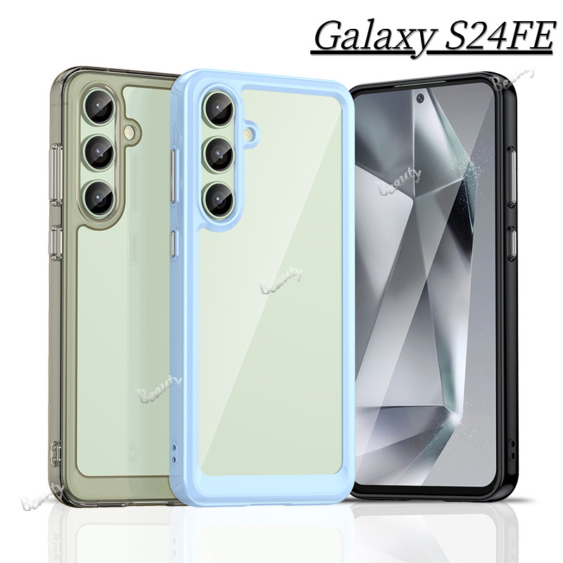 SAMSUNG สําหรับsamsung Galaxy S24 S23 FE Ultra Plus S24Ultra S24Plus S23FE S24FE 5Gสแควร์โปร่งใสTPUฝาครอบป้องกันกันกระแทกนุ่มที่มีสีสันกรอบใสเคสโทรศัพท์Samsungs24FE