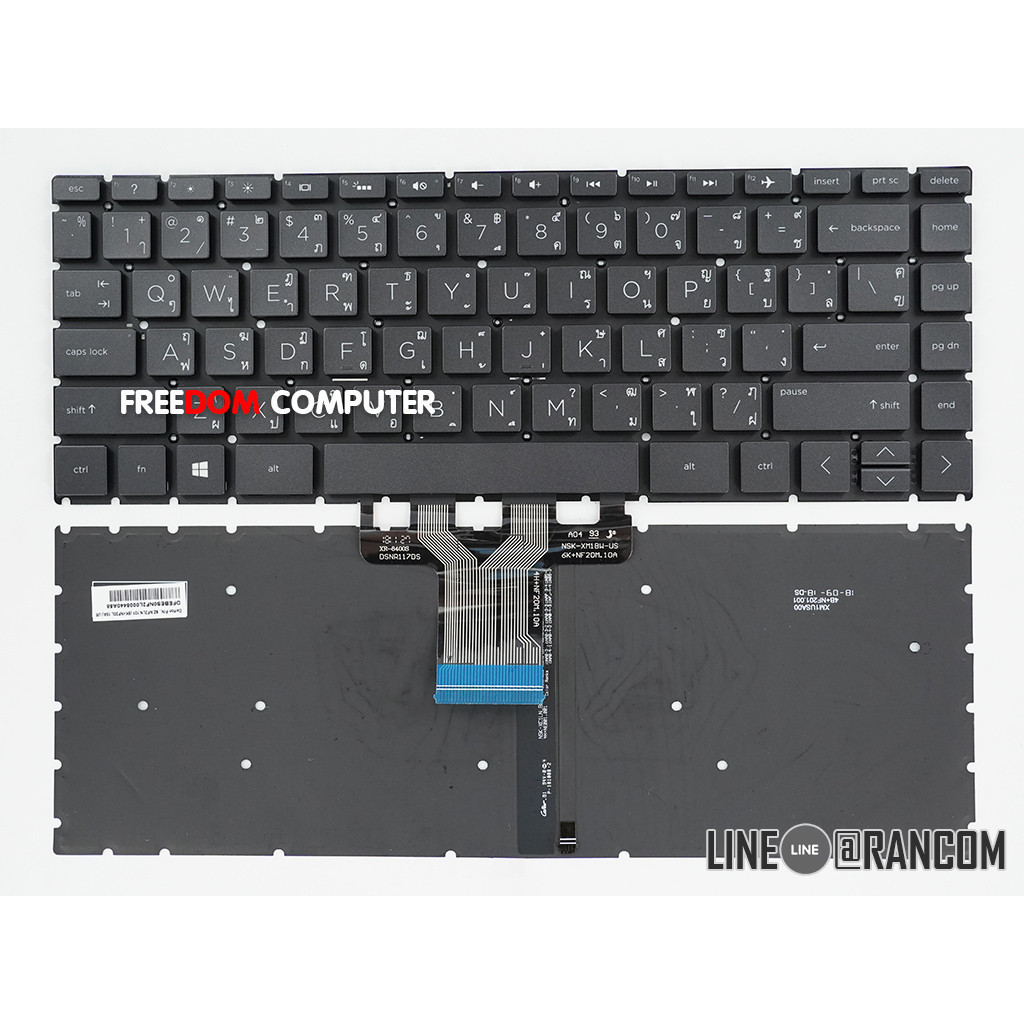 คีย์บอร์ด HP PAVILION X360 14-DH 14-CE 14-DA ไทย อังกฤษ มีไฟ KEYBOARD