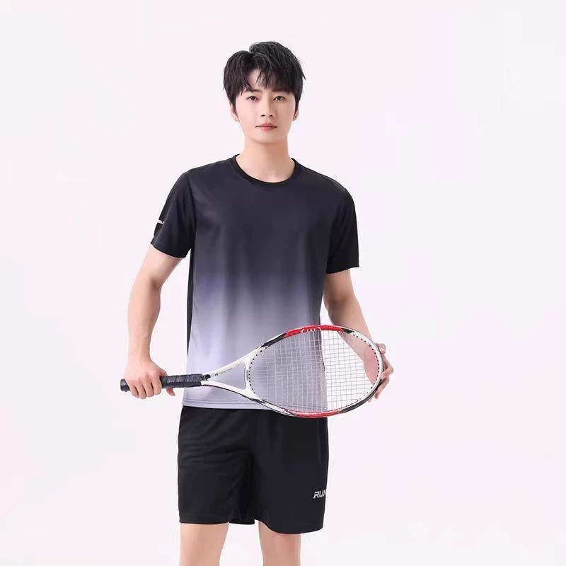 ชุดกีฬาผู้ชาย เสื้อยืดคอกลม+กางเกงขาสั้น ผ้าเบา ชุดวิ่ง thumbnail 3