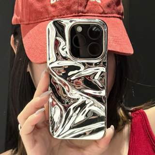 แฟชั่นพับริ้วรอย3DซิลิโคนสําหรับiPhone 17 15 14 13 12 Pro Max 16 Plus 11 Soft Electroplatedกันชนฝาครอบโทรศัพท์