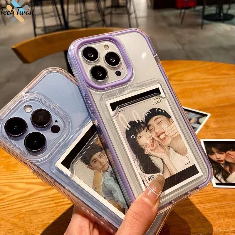 3 in 1 Card Slot case สําหรับ iPhone 16 11 12 13 14 15 16 Pro Max 14 15 Plus 6 8 7 plus XR X XS Max 