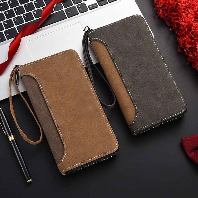 Rootote(R2191) กระเป๋าสตางค์ใบยาวผู้ชาย เป็นหนังPUมีซิป