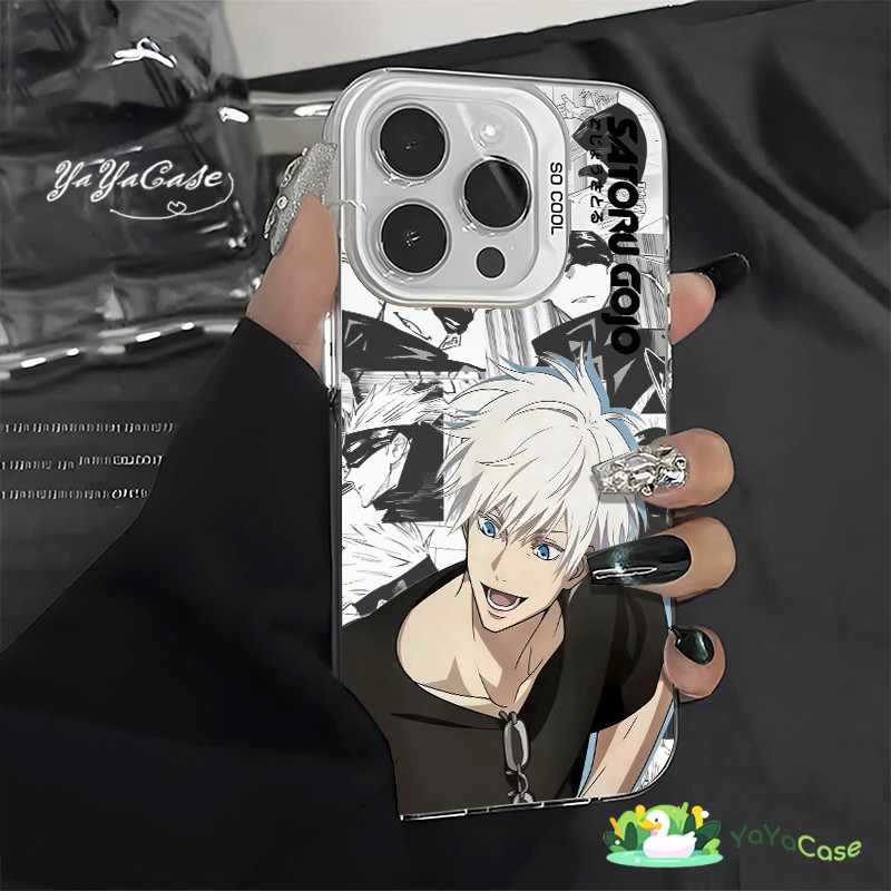 สำหรับ iPhone11 13 Case For เคสไอโฟน14 15 12 Pro Max X XR XS MAX 7 8 Plus Gojo Satoru หรูหราหรูหราสไตล์ขั้นสูงสีเงินเคส
