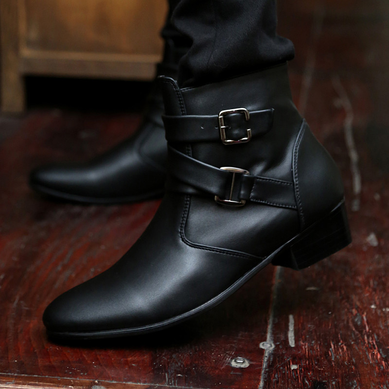 รองเท้าบูทกีฬาหุ้มข้อสไตล์เรโทร สวมใส่สบาย รองเท้าหนังทรงคัชชูแบบมีซิป สําหรับผู้ชาย 028 - รูปที่ 5