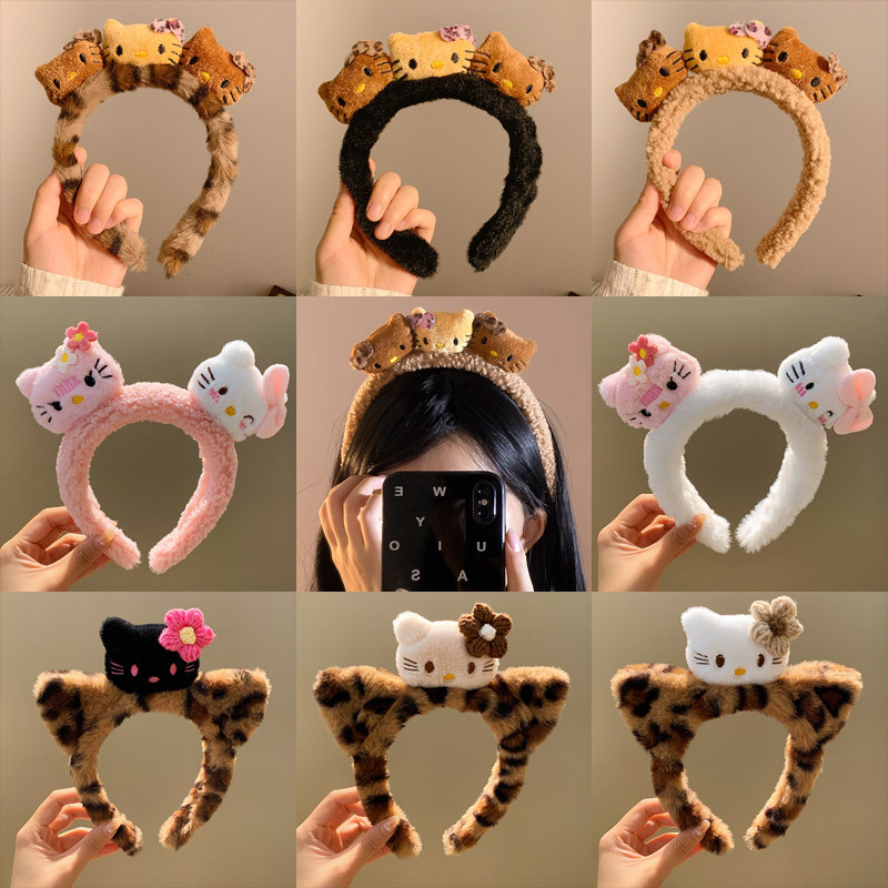 ที่คาดผมตุ๊กตาแมว Hello Kitty น่ารักผู้หญิง 2024 เครื่องประดับผมการ์ตูนใหม่