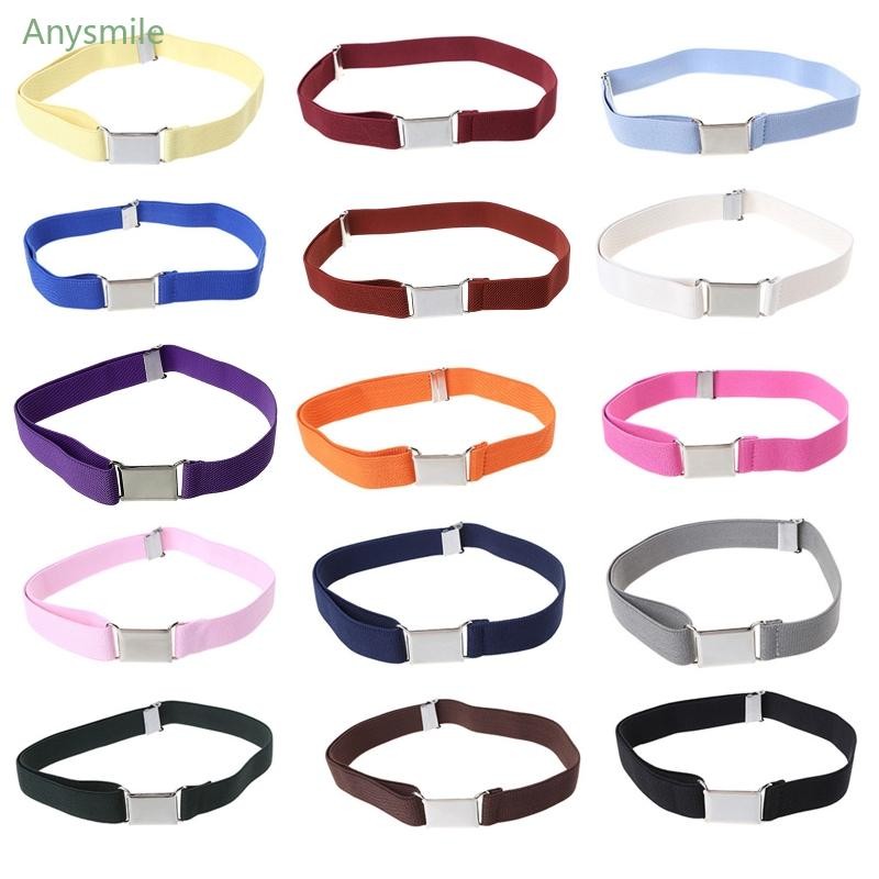 Anys เด็กเด็กสีทึบเข็มขัดผ้าใบ Unisex ชายหญิงเข็มขัดยางยืดปรับได้