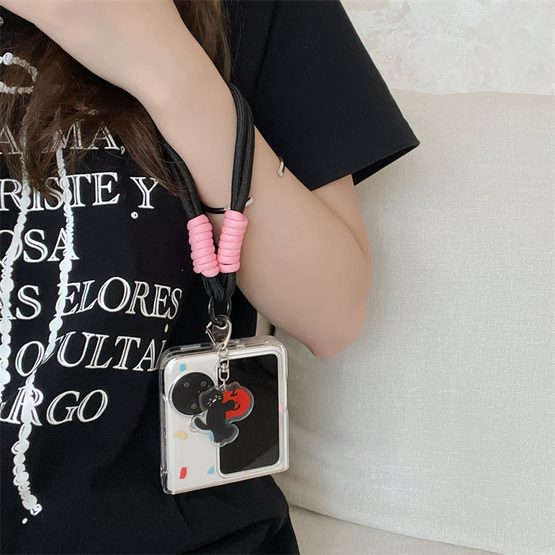 น่ารัก Black Cat Ball Clear Case OPPO Find N3 N2 Flip รูปที่ 3