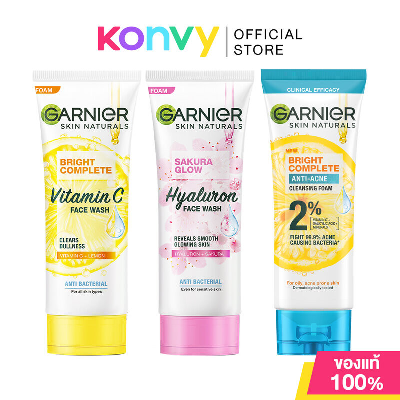 Garnier Skin Naturals Bright Complete Anti-Acne Cleansing Foam 100ml การ์นิเย่ ผลิตภัณฑ์โฟมทำความสะอ