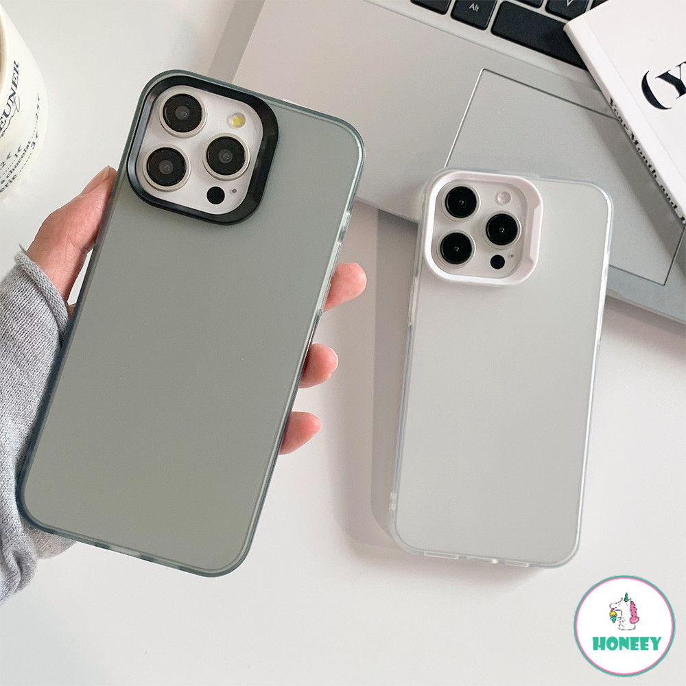 Simple Matteโปร่งแสงเคสโทรศัพท์สําหรับIphone 15 14 Pro Max 11 12 13 Plus XR XS Max 7plus 8 Plusเลนส์กันกระแทกนุ่มปกหลัง