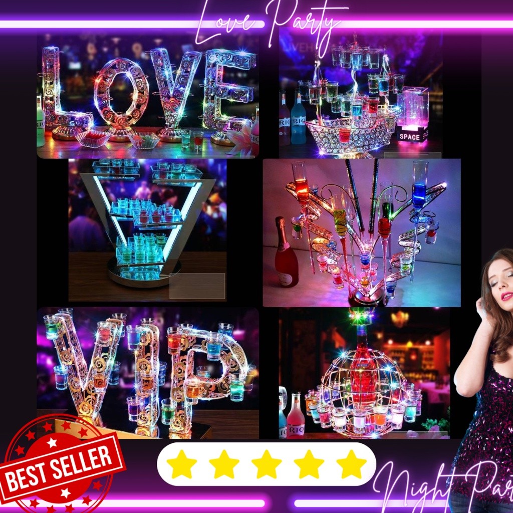 ส่งจากไทย!! มีสิ้นค้าพร้อมส่ง🔥ชิงช้าอะคริลิค วางช๊อตค๊อกเทล ที่วางแก้วช็อตLEDเรืองแสง ชั้นวาง!ชุดค็อกเทลมีไฟเพิ่มสีสั