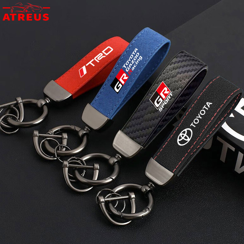 Toyota GR พวงกุญแจรถยนต์ เกรดสูง พวงกุญแจ แฟชั่นหนัง PU คุณภาพสูง พวงกุญแจหนัง สำหรับ Toyota TRD Prius Fortuner Corolla Cross CHR Camry Wish Vios Veloz Estima Sienta Yaris Ativ Altis Hilux Revo bZ4X Hiace