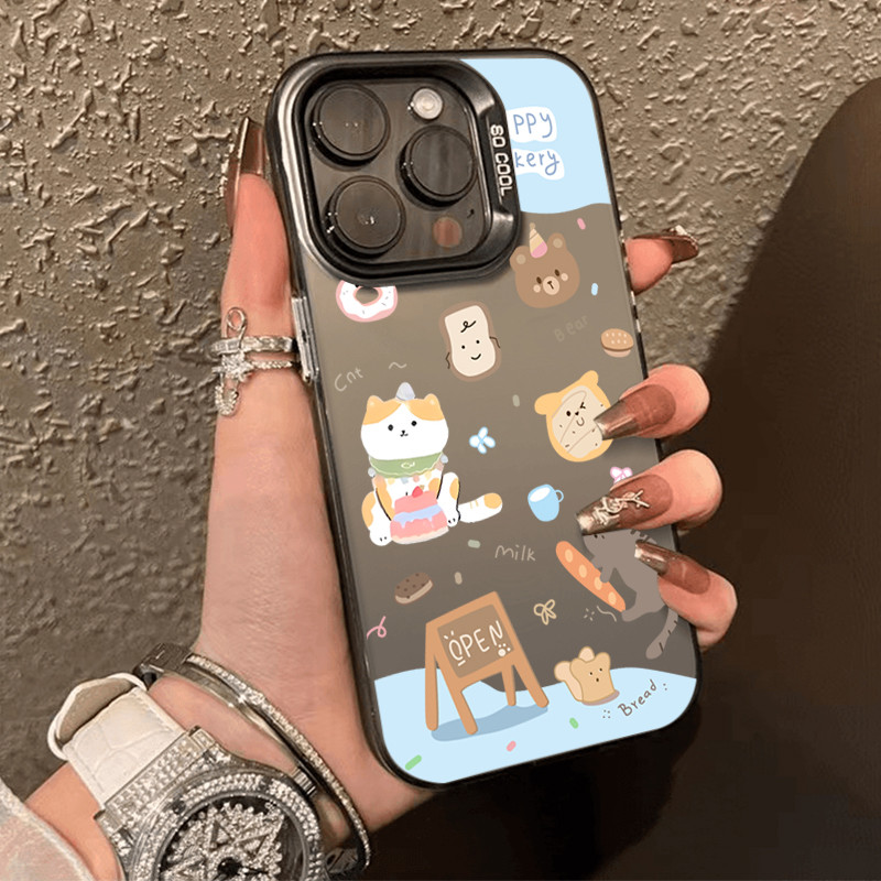โลหะชุบโลหะด้วยไฟฟ้า ไอโฟนภาพประกอบสัตว์for 11 iPhone 12 13 14 15Pro MAX X XS XR 7 8Plus เคสโทรศัพท์