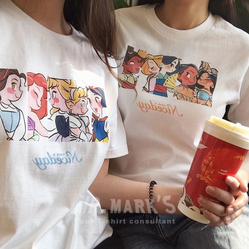 Y-T เสื้อยืดโอเวอร์ไซส์ ผ้าฝ้ายแท้ ไม่หดตัว ไม่จำเป็นต้องรีดผ้า เสื้อยืดผู้หญิง ลายพิมพ์ "NICEDAY"