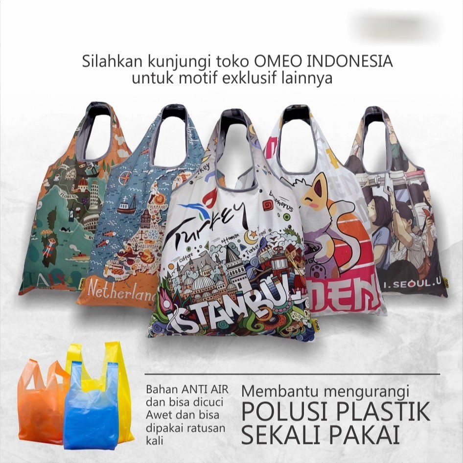 กระเป๋าช้อปปิ้งพับได้ / ขนาด SMALL MAKKAH SK 107 O2-2002 กระเป๋าช้อปปิ้งการพิมพ์เต็มรูปแบบ Makah Mad