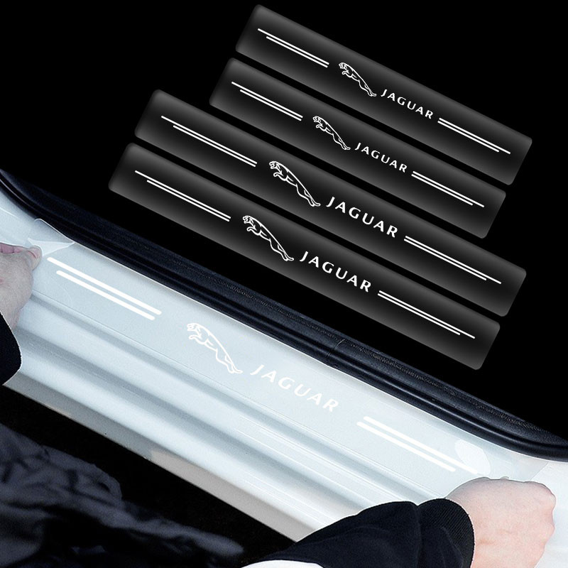 4 ชิ้นรถ 3D โปร่งใสประตูเกณฑ์เหยียบ Conservation สติกเกอร์สําหรับ Jaguar XFR XF Sportbrake F-Type S-