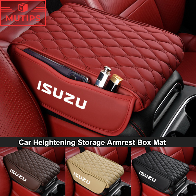 Isuzu กระเป๋าหนัง PU หุ้มที่เท้าแขน พร้อมช่องใส่ของ สําหรับรถยนต์ เบาะที่เท้าแขนรถยนต์ แผ่นรองคอนโซลกลาง Panther Elf Traga Dmax Mux Trooper MU7 TFR Crosswind Panther Sportivo