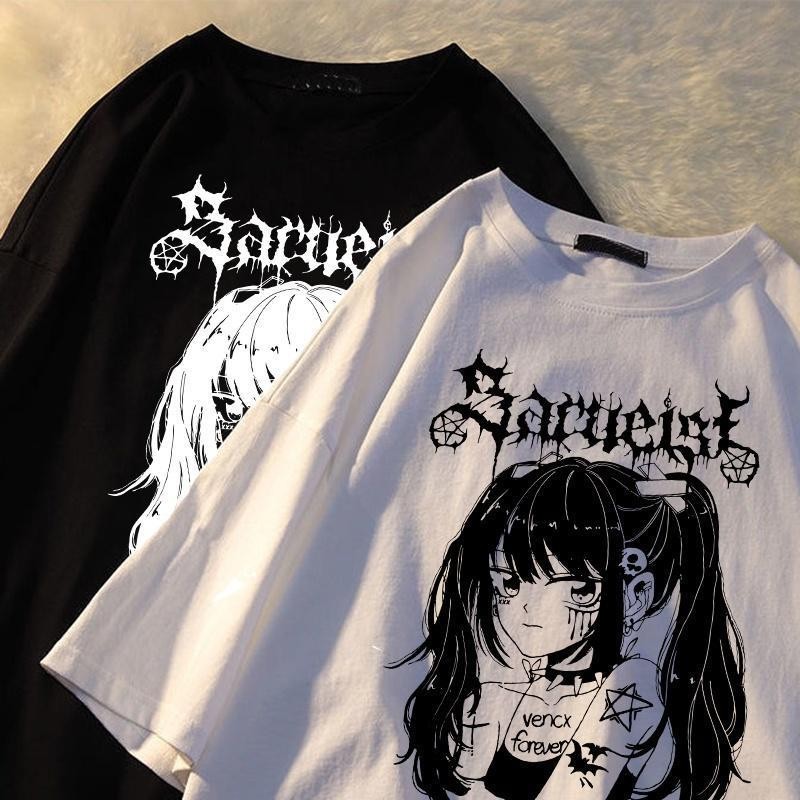 COD Hara juku Anime  Loose Summer Graphic Top Cartoon Shirt Street wear  Short Sleeve  Tees T Shirt 