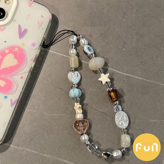 Ins Love Heart Star Beaded Universal โทรศัพท์มือถือโซ่กล้องเชือกเส้นเล็กอุปกรณ์ตกแต่ง Anti-Lost สายรัดข้อมือพวงกุญแจ