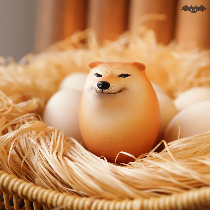 [PE] Creative Shiba Inu รูปไข่สมจริง PVC ตกแต่งโต๊ะ Dog & Egg Union ตกแต่งสําหรับโฮมออฟฟิศสนุกของขวัญคริสต์มาส TH