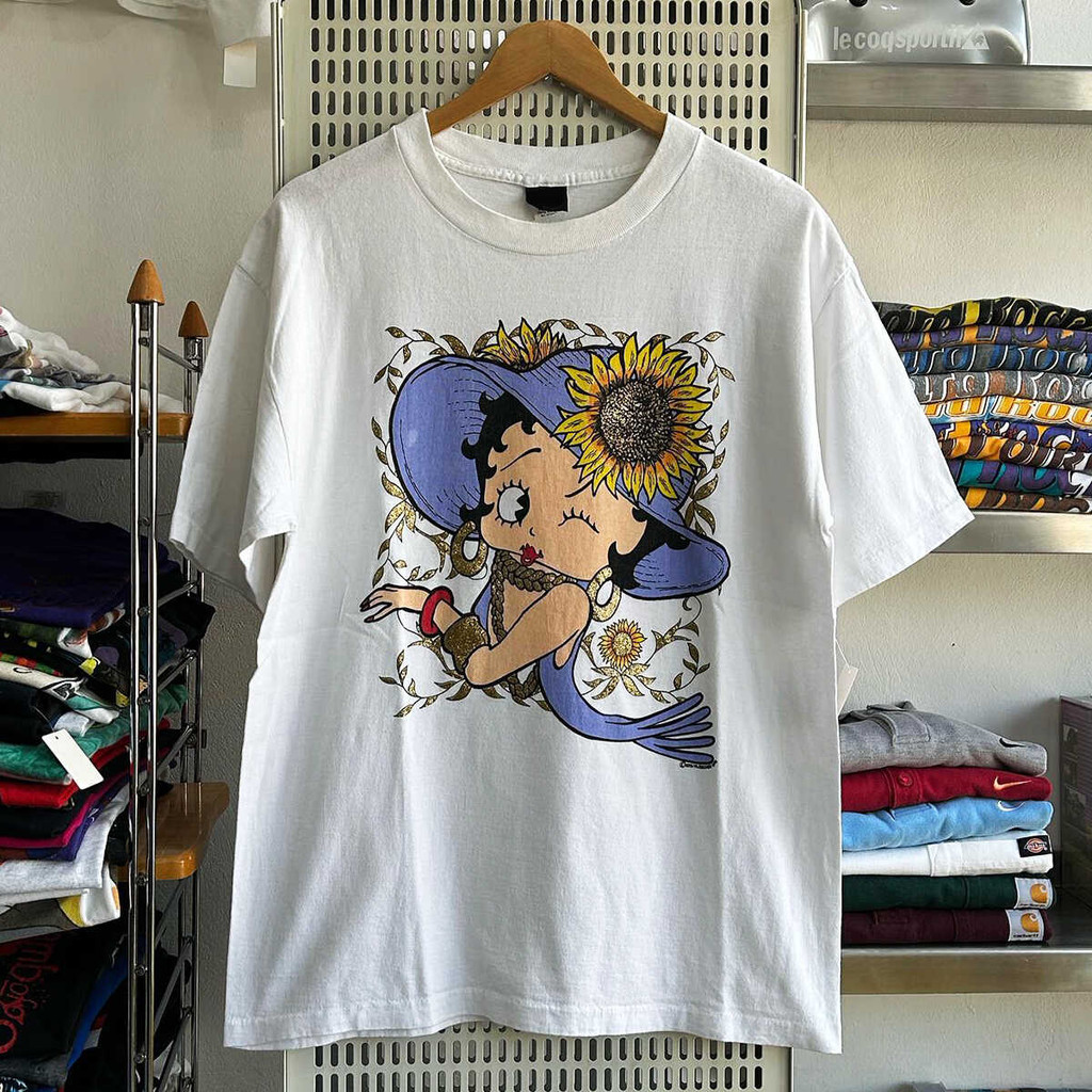 การ์ตูนน่ารัก Betty Boop Betty Boop Betty ตุ๊กตา High-End Street Niche oversize vibe สไตล์แขนสั้น T