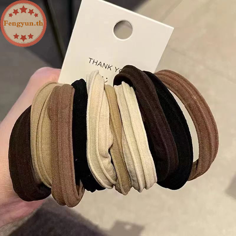 Fengyun 5 ชิ้น Scrunchies ง่ายสูงยืดตะเข็บฟรีผมผู้หญิง Tie ทนทานผมหางม้าสูง Headwear เชือกผม TH