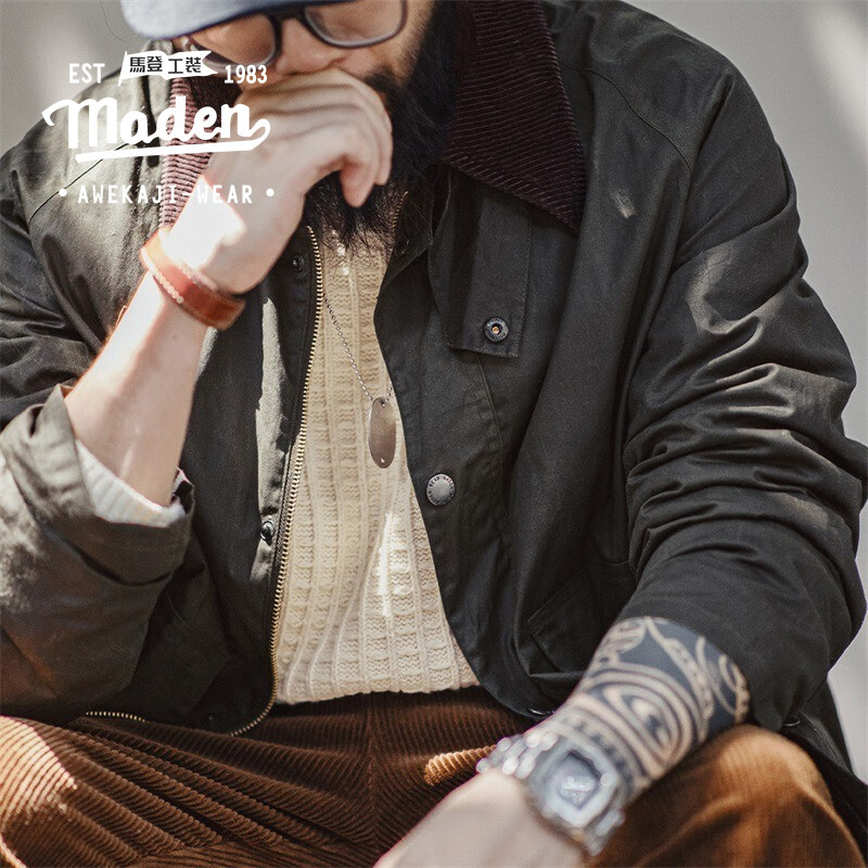 Retro Mens youth autumn new item Gough guy American Spey oil wax fishing Jacket Vintage Vintage Vint