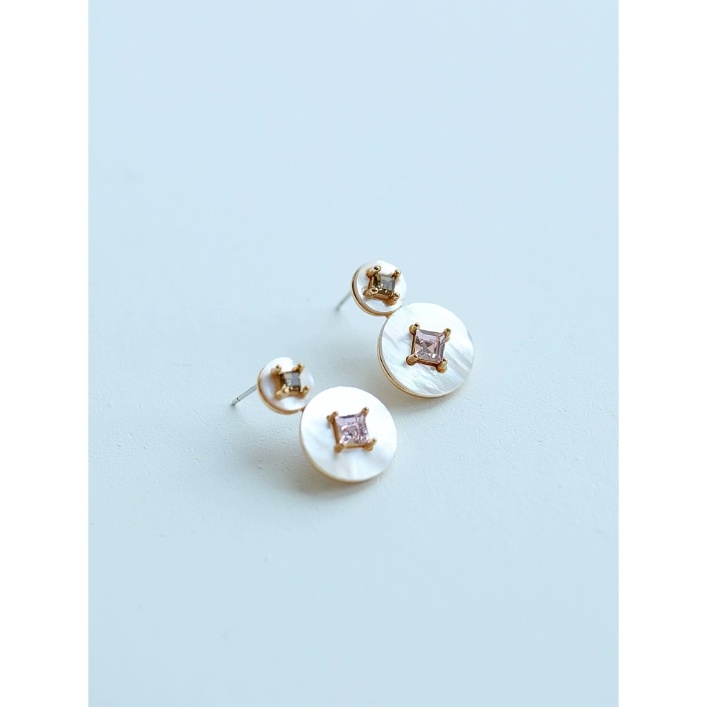 พร้อมส่ง IRIS VINTAGE x MのRumi l Diamond on shell earrings VT2024091502 เครื่องประดับ ทอง 18k ต่างหู