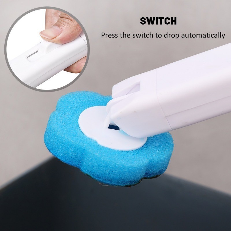 แปรงขัดห้องน้ําแบบใช้แล้วทิ้ง-พร้อมหัวแปรงฟองน้ําแบบเปลี่ยนได้-แปรงทําความสะอาดด้ามยาวแบบติดผนัง-อุปกรณ์ห้องน้ํา - รูปที่ 3